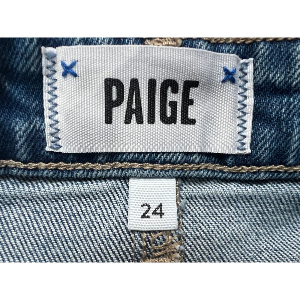 PAIGE DENIM WOMENS SIZE 24 DANI HIGH-RISE A-LINE RAW HEM SHORT LEELA BLUE NEW - Picture 6 of 15